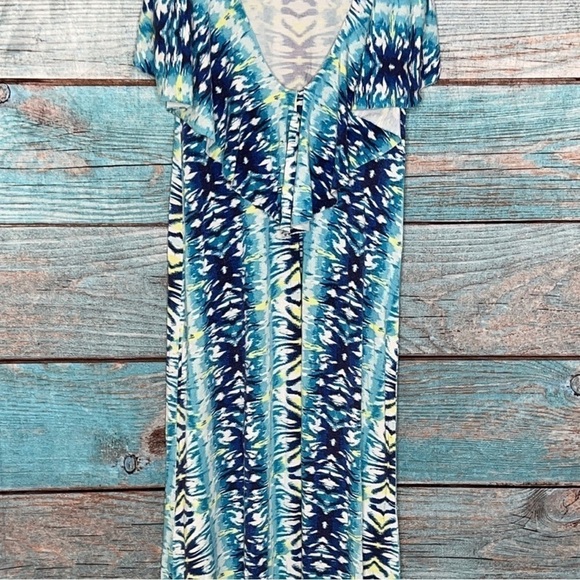 Tart Overlay Maxi Dress M Tie Dye Blue Long Stretchy Spaghetti Strap Open Back - Picture 8 of 10